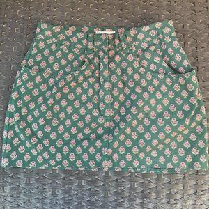 Vintage Aeropostale Dark Green, Pink Flower Pattern Mini Skirt